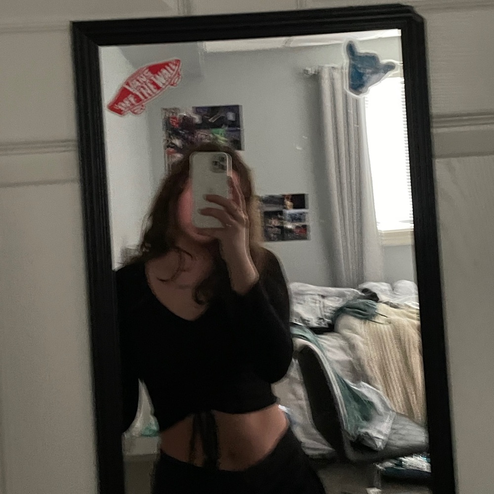 shein cropped + ruched long sleeve